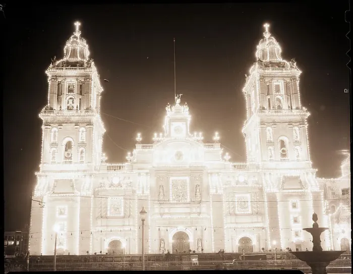 Framed Print : Mexican Temple Lighted For Celebration Framed Print : Mexican Temple Lighted For Celebration