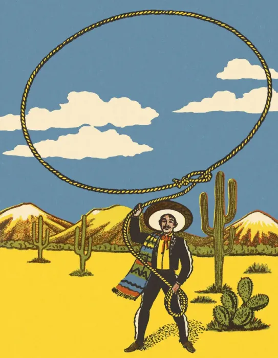 Framed Print : Mexican Throwing a Lasso Framed Print : Mexican Throwing a Lasso