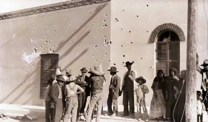 Framed Print : Mexican Troops in Front of Building Framed Print : Mexican Troops in Front of Building