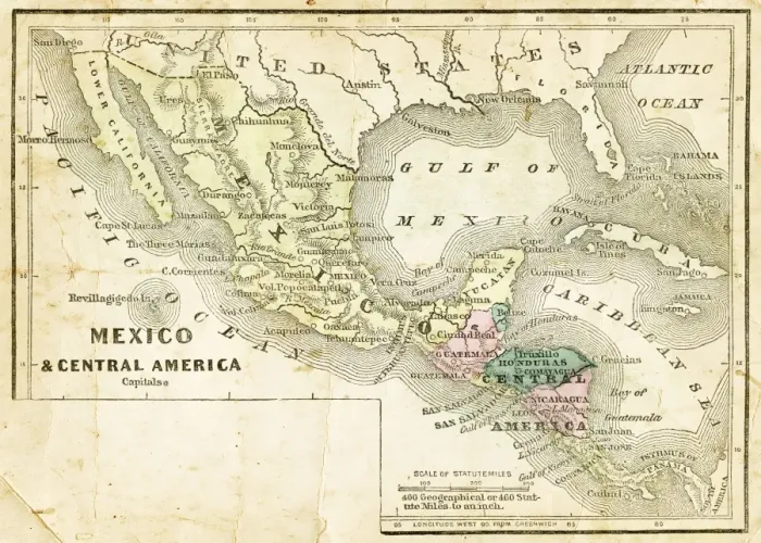 Framed Print : Mexico and Central America map 1856 Framed Print : Mexico and Central America map 1856