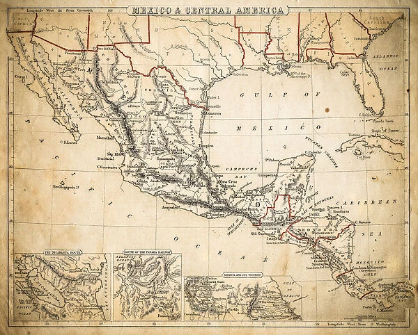 Mexico and Central America map of 1869