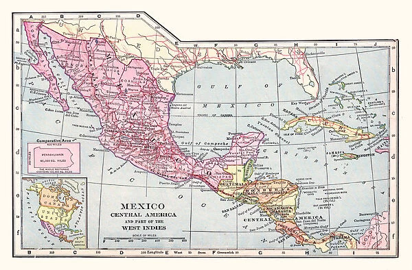 Mexico and Central America map 1892