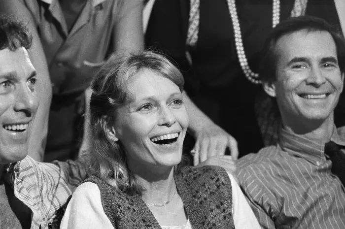 Framed Print : Mia Farrow and Anthony Perkins in Jovial Mood During Theater Rehearsal
