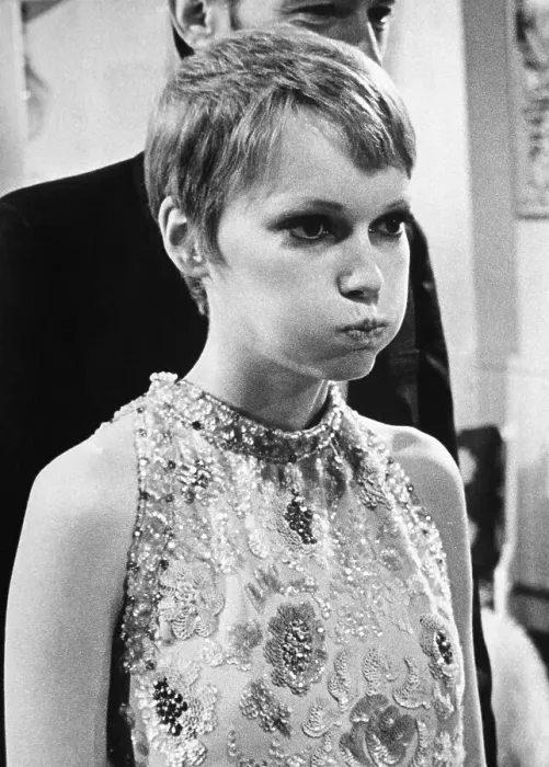 Framed Print : Mia Farrow Puffing Out Her Cheeks Framed Print : Mia Farrow Puffing Out Her Cheeks