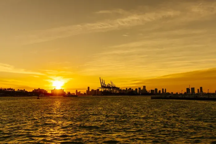 Framed Print : Miami skyline at sunset, Florida, USA