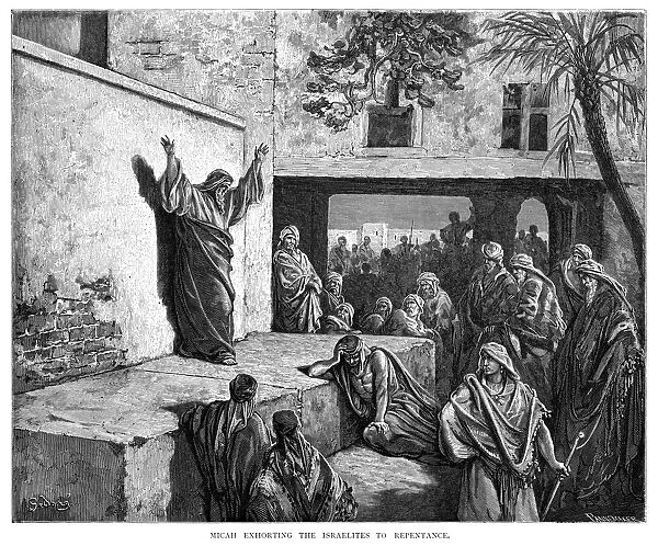 Micah exhorting the israelites engraving 1870