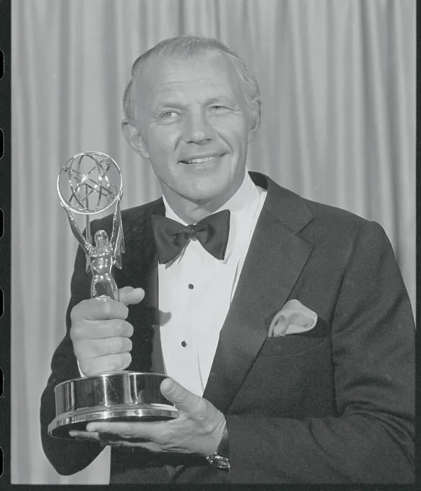Framed Print : Michael Conrad Posing with His Emmy Award Framed Print : Michael Conrad Posing with His Emmy Award