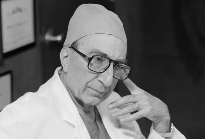Framed Print : Michael DeBakey Sitting With His Hand to His Face