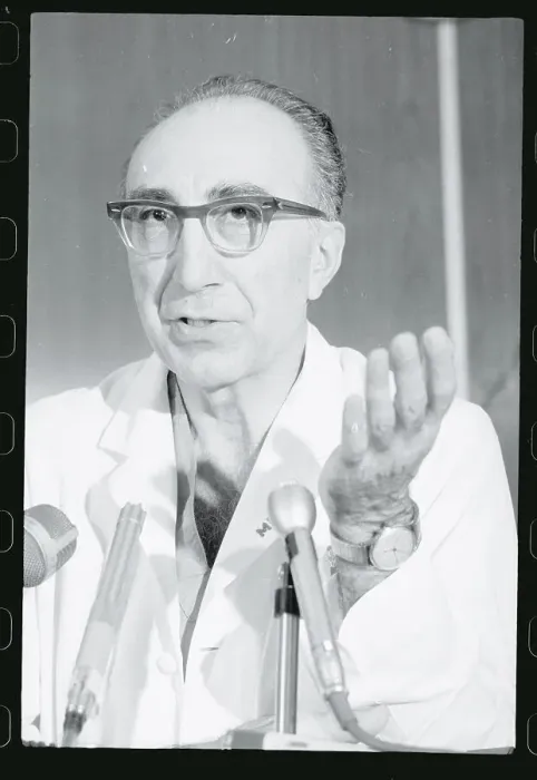 Framed Print : Michael DeBakey Speaking at Microphones Framed Print : Michael DeBakey Speaking at Microphones