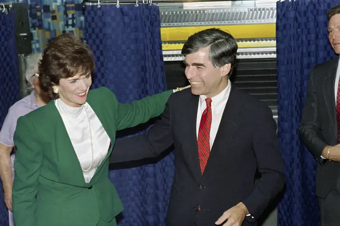 Framed Print : Michael Dukakis Leaving the Polls Framed Print : Michael Dukakis Leaving the Polls