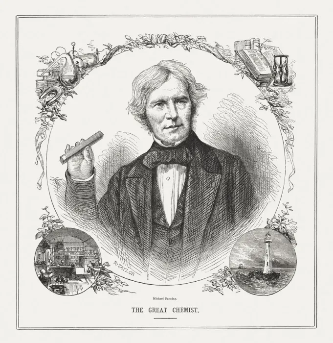 Framed Print : Michael Faraday (1791 - 1867), English scientist, published in 1873 Framed Print : Michael Faraday (1791 - 1867), English scientist, published in 1873