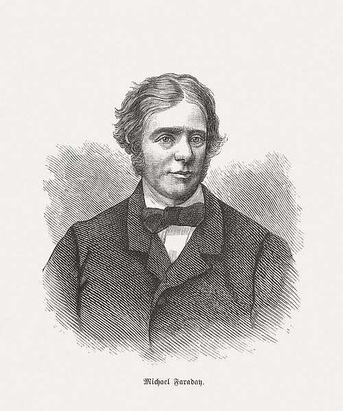 Michael Faraday (1791 - 1867), wood engraving, published in 1873