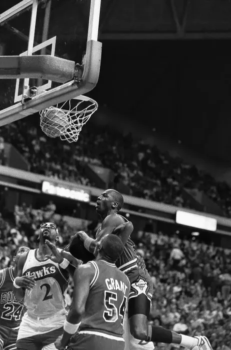 Framed Print : Michael Jordan in Action Against the Atlanta Hawks Framed Print : Michael Jordan in Action Against the Atlanta Hawks