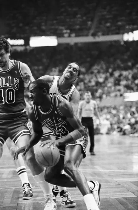 Framed Print : Michael Jordan in Action Against Celtics in Playoffs Framed Print : Michael Jordan in Action Against Celtics in Playoffs