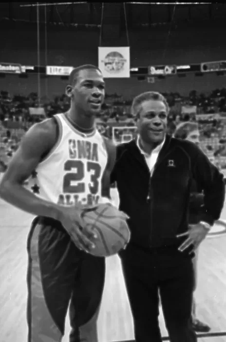 Framed Print : Michael Jordan With All-Star Game Coach K.C. Jones Framed Print : Michael Jordan With All-Star Game Coach K.C. Jones