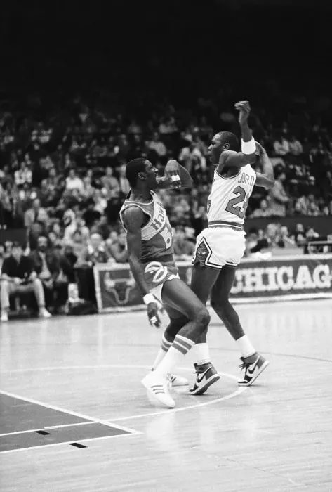 Framed Print : Michael Jordan Playing Against Lone Atlanta Hawks Player Framed Print : Michael Jordan Playing Against Lone Atlanta Hawks Player