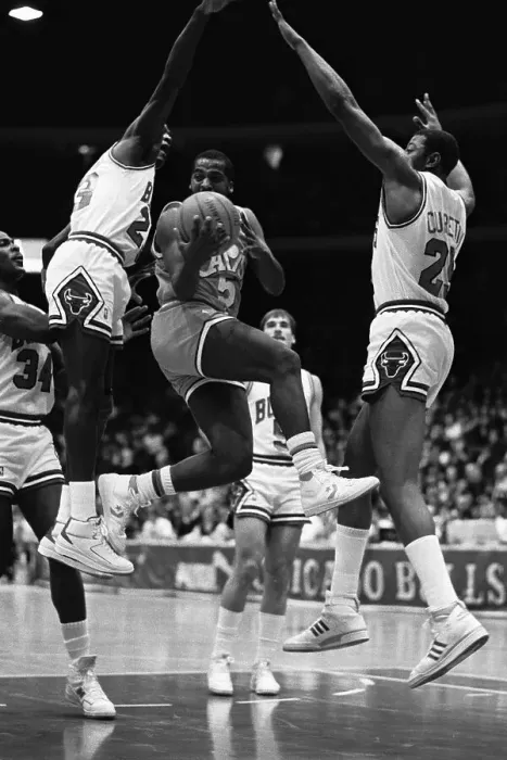 Framed Print : Michael Jordan Trying to Block John Bagley