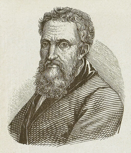 Michelangelo Buonarroti (1475-1564), wood engraving, published in 1877