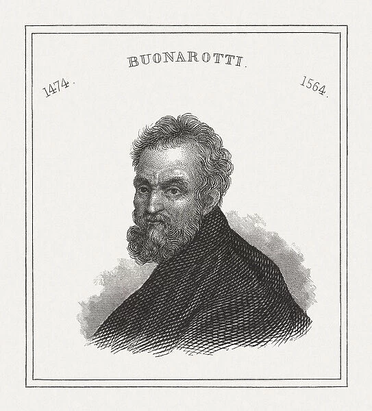 Michelangelo Buonarroti (1475-1564), Italian universal artist, steel engraving, published 1843
