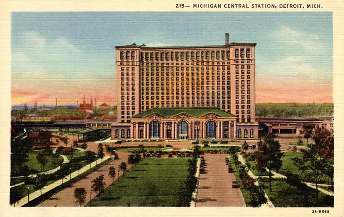 Framed Print : Michigan Central Station Postcard Framed Print : Michigan Central Station Postcard