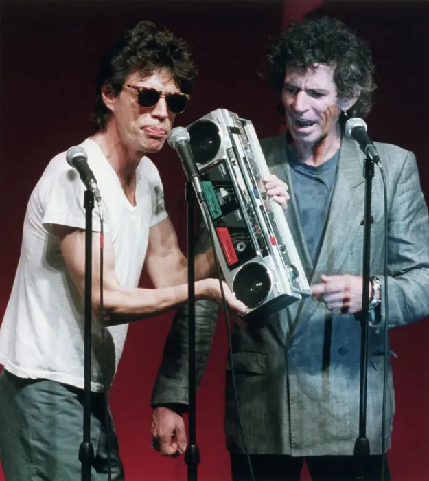Framed Print : Mick Jagger and Keith Richards with Boom Box Framed Print : Mick Jagger and Keith Richards with Boom Box