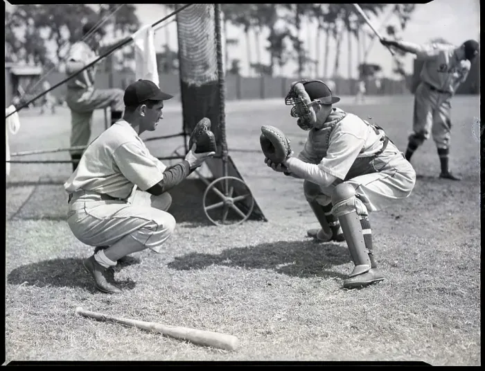 Framed Print : Mickey Cochrane Gives Catcher Some Tips