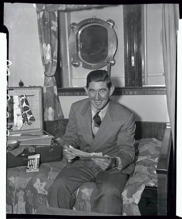 Framed Print : Mickey Cochrane Sitting Aboard Ocean Liner Framed Print : Mickey Cochrane Sitting Aboard Ocean Liner