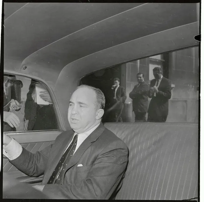 Framed Print : Mickey Cohen in Back of Car