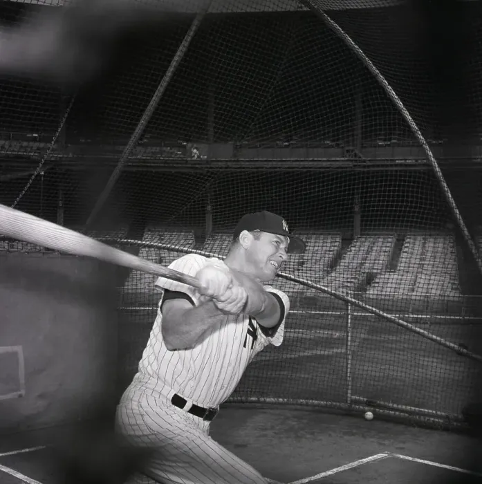 Framed Print : Mickey Manlte In Batting Cage Framed Print : Mickey Manlte In Batting Cage