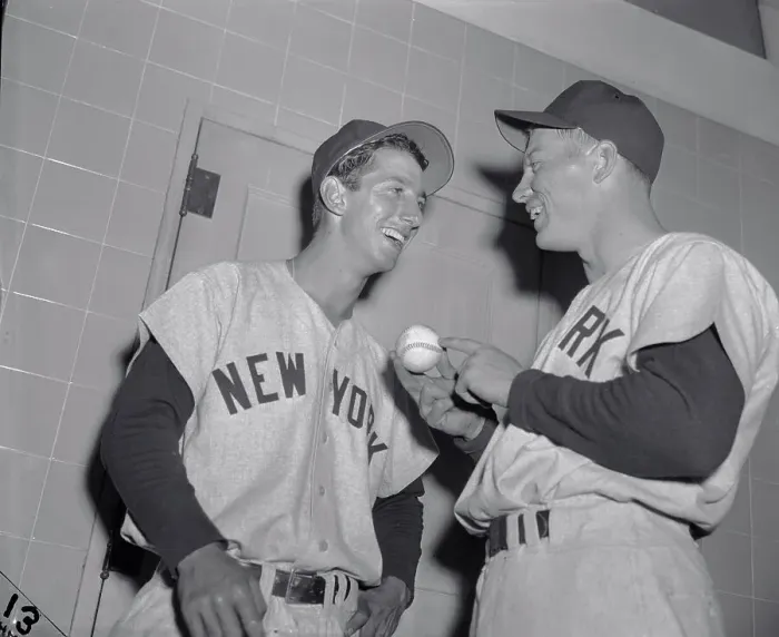 Framed Print : Mickey Mantle and Billy Martin Discussing Baseball Framed Print : Mickey Mantle and Billy Martin Discussing Baseball