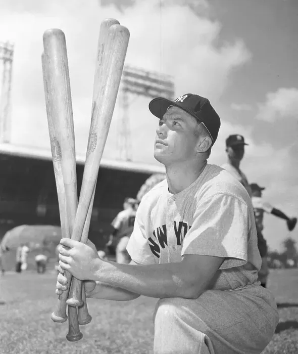 Framed Print : Mickey Mantle Deciding Between Bats