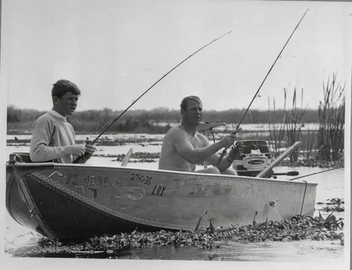 Framed Print : Mickey Mantle Fishing with Son Framed Print : Mickey Mantle Fishing with Son