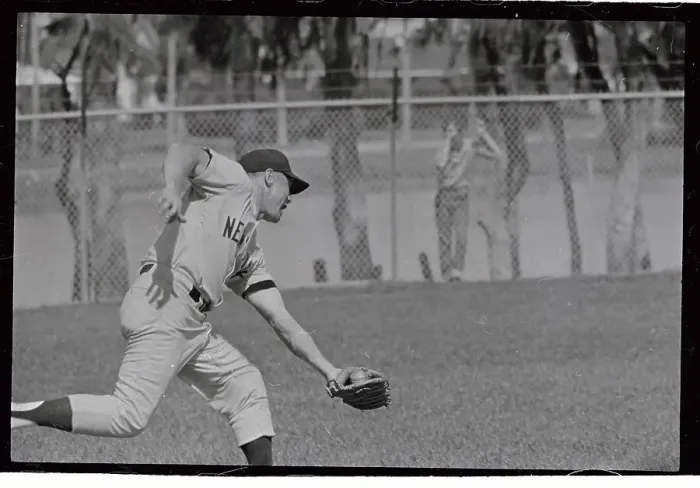 Framed Print : Mickey Mantle Going Down for a Catch Framed Print : Mickey Mantle Going Down for a Catch