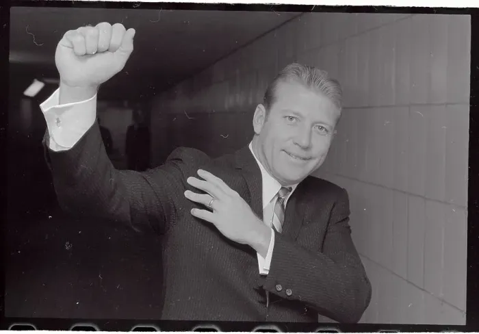 Framed Print : Mickey Mantle Holding Shoulder up in Camera View Framed Print : Mickey Mantle Holding Shoulder up in Camera View