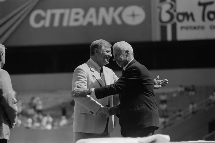 Framed Print : Mickey Mantle and Joe DiMaggio Greeting Each Other Framed Print : Mickey Mantle and Joe DiMaggio Greeting Each Other