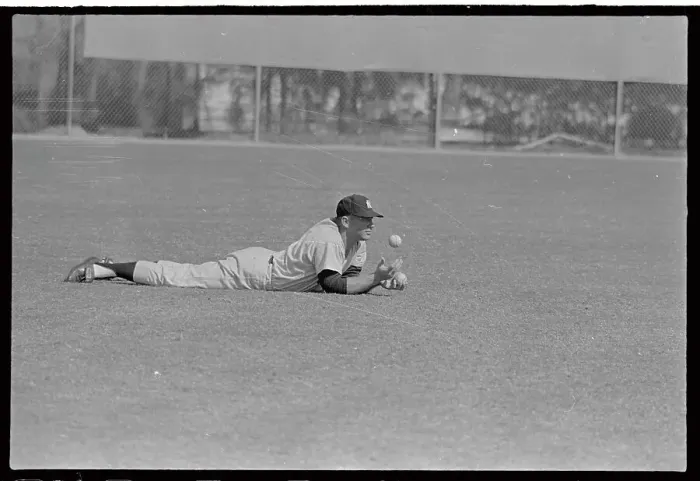 Framed Print : Mickey Mantle Lying on Field Framed Print : Mickey Mantle Lying on Field