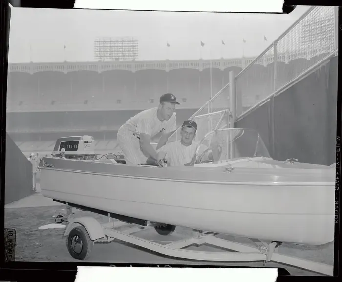 Framed Print : Mickey Mantle and Bill Moose Skowron in Boat Framed Print : Mickey Mantle and Bill Moose Skowron in Boat