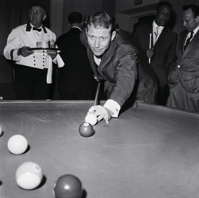 Framed Print : Mickey Mantle Playing Billiards Framed Print : Mickey Mantle Playing Billiards