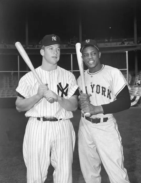 Framed Print : Mickey Mantle Poses With Willie Mays Framed Print : Mickey Mantle Poses With Willie Mays