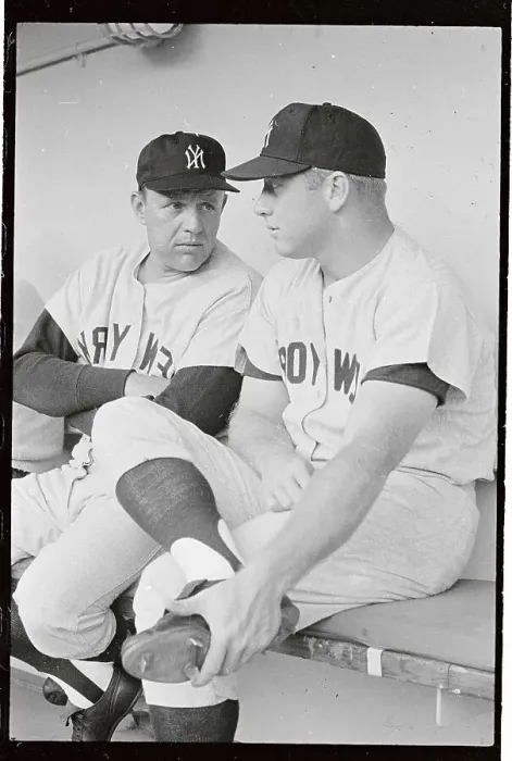 Framed Print : Mickey Mantle and Ralph Houk Sitting and Talking Framed Print : Mickey Mantle and Ralph Houk Sitting and Talking