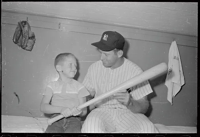 Framed Print : Mickey Mantle Sitting with His Son Mickey Jr Framed Print : Mickey Mantle Sitting with His Son Mickey Jr