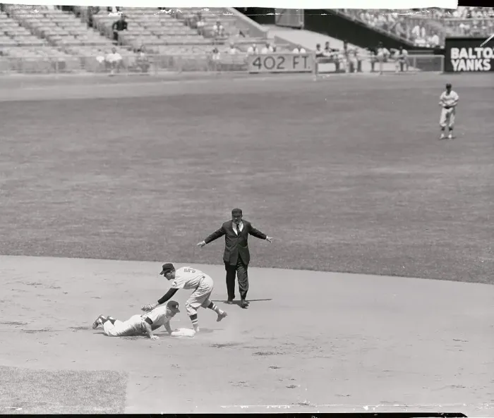 Framed Print : Mickey Mantle Sliding into Second Base Framed Print : Mickey Mantle Sliding into Second Base