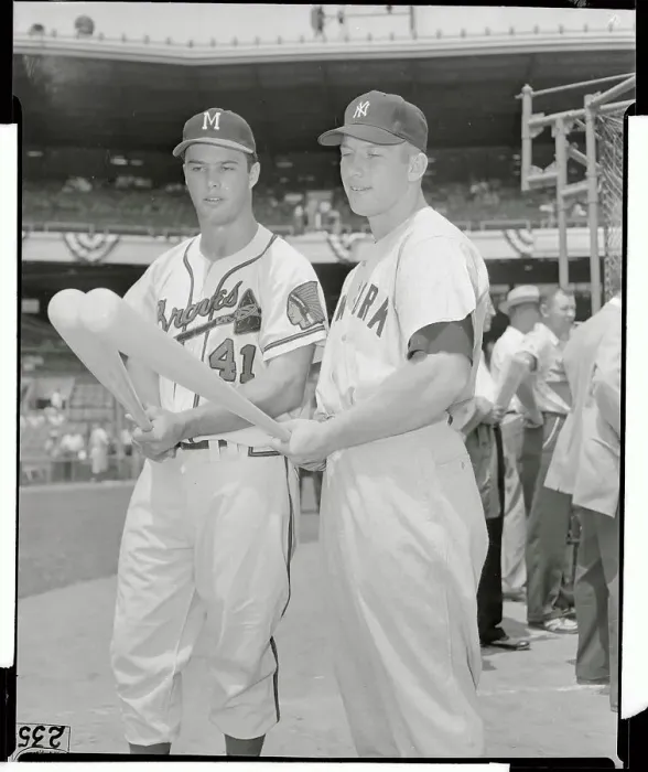 Framed Print : Mickey Mantle Talking to Ed Mathews Framed Print : Mickey Mantle Talking to Ed Mathews