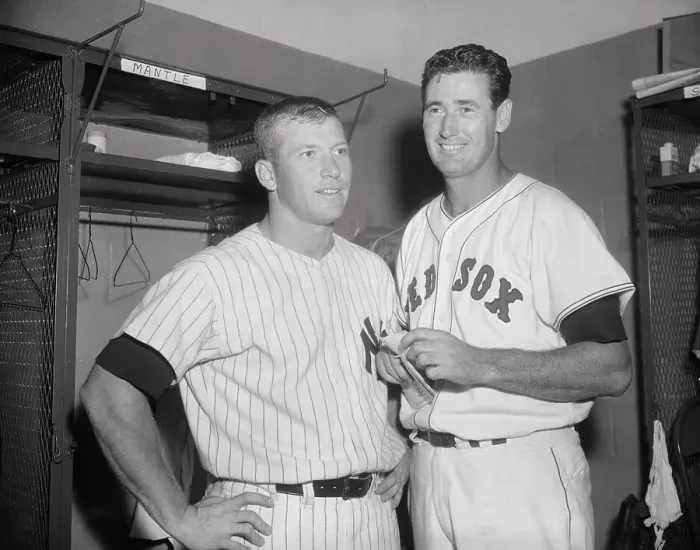 Framed Print : Mickey Mantle with Ted Williams After All Star Game Framed Print : Mickey Mantle with Ted Williams After All Star Game