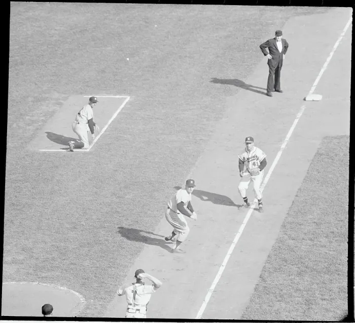 Framed Print : Mickey Mantle Trying to Reach Base Framed Print : Mickey Mantle Trying to Reach Base