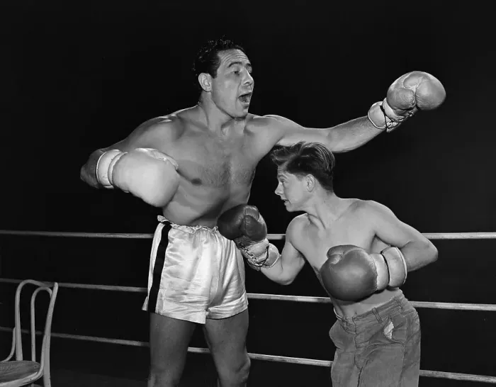 Framed Print : Mickey Rooney Boxing with Max Baer Framed Print : Mickey Rooney Boxing with Max Baer