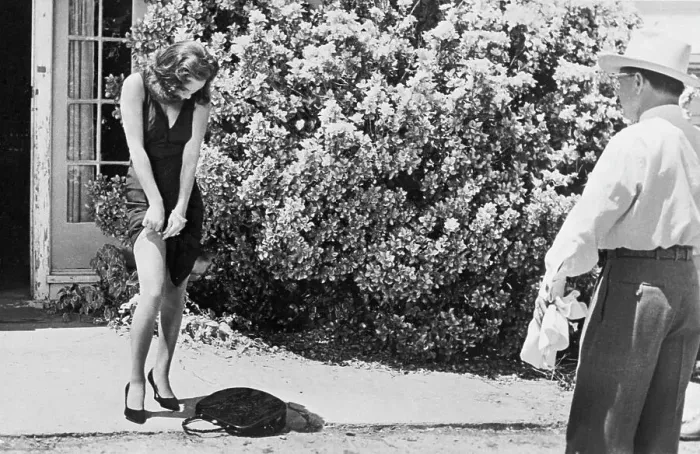 Framed Print : Mickey Rooney Checking out Fay Spain's Filming Moves Framed Print : Mickey Rooney Checking out Fay Spain's Filming Moves