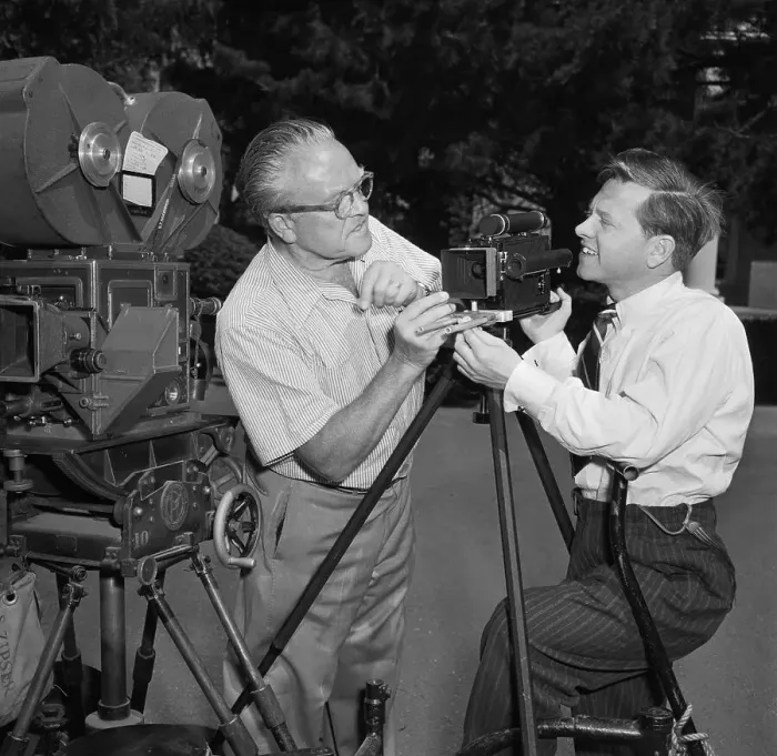 Framed Print : Mickey Rooney Using Camera Framed Print : Mickey Rooney Using Camera
