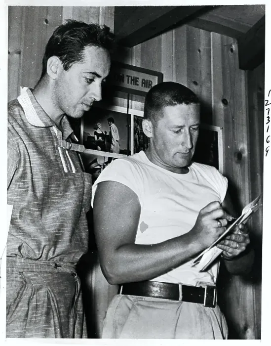 Framed Print : Mickey Spillane Signing for Letter Framed Print : Mickey Spillane Signing for Letter