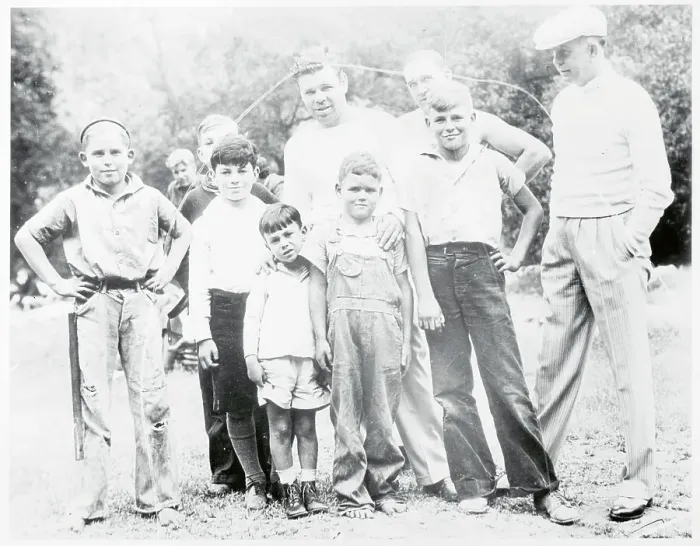 Framed Print : Micky Walker With Kids And His Camp Framed Print : Micky Walker With Kids And His Camp